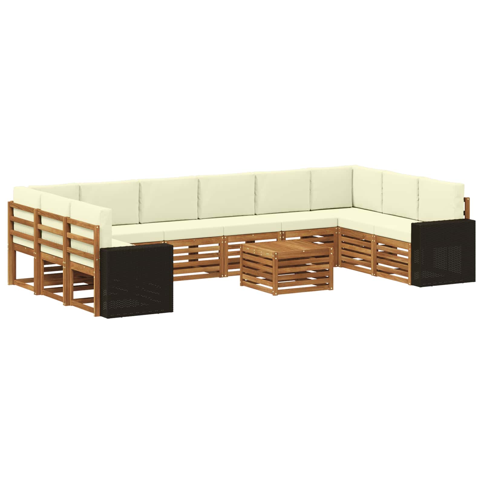 vidaXL Zestaw sof na zewnątrz 11 pcs Naturalny i Kremowy Poliester
