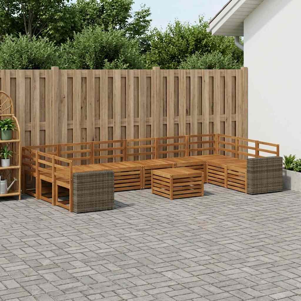 vidaXL Zestaw sof na zewnątrz 11 pcs naturalny Lite Drewno Akacji