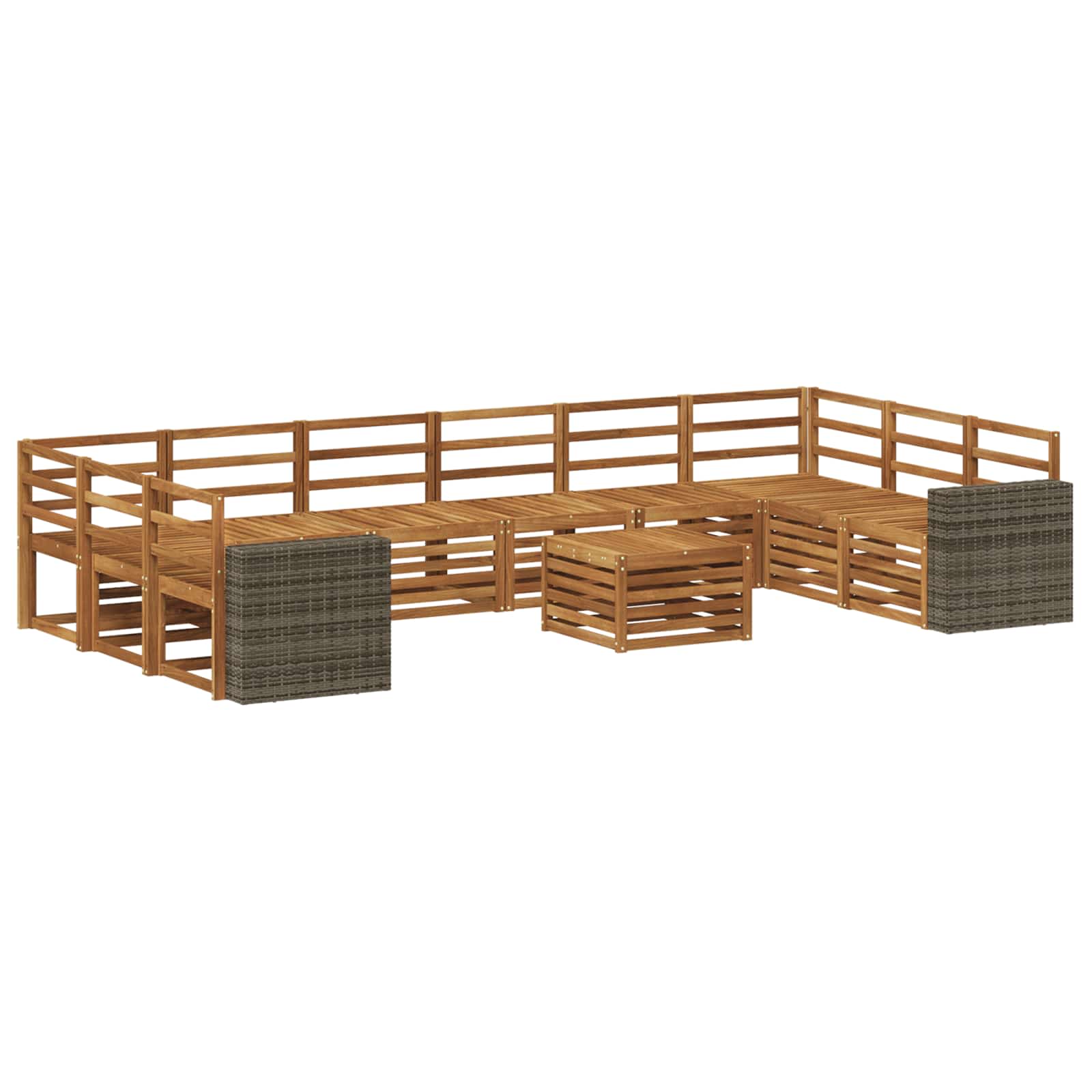 vidaXL Zestaw sof na zewnątrz 11 pcs naturalny Lite Drewno Akacji