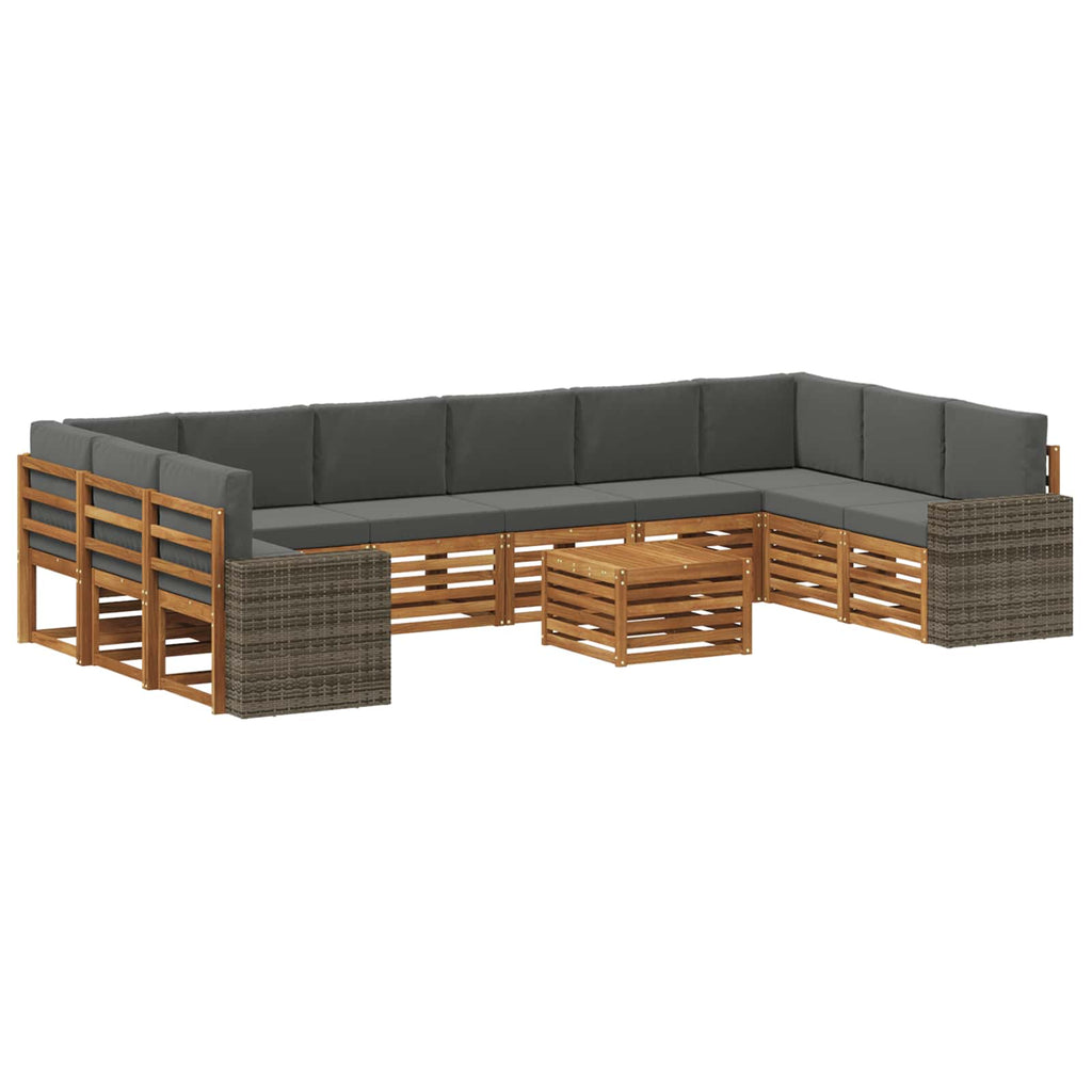 vidaXL Zestaw sof na zewnątrz 11 pcs Naturalny i Antracytowy Poliester