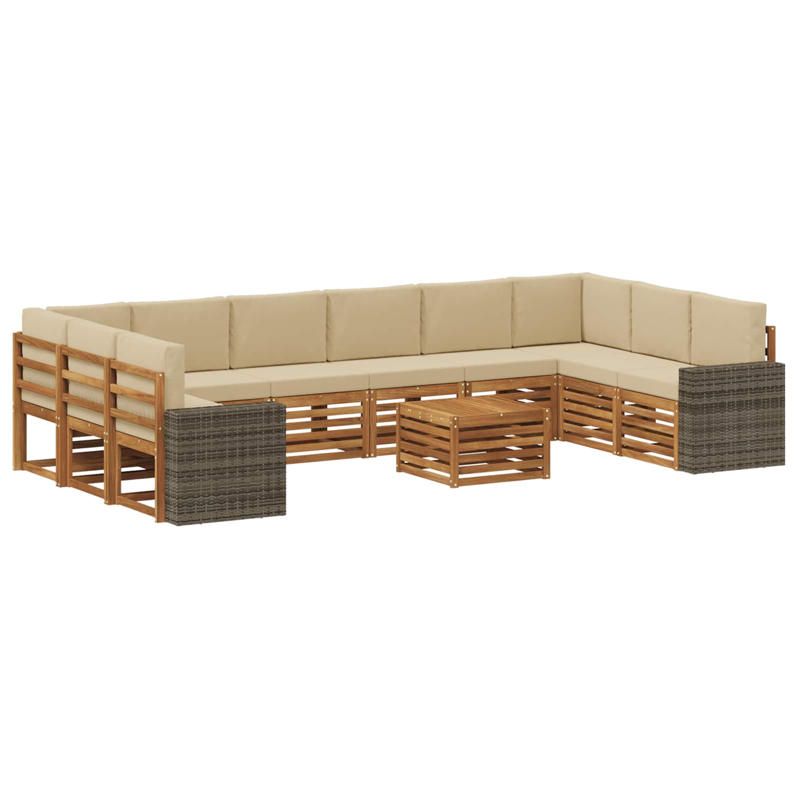 vidaXL Zestaw sof na zewnątrz 11 pcs Naturalny i Beżowy Poliester