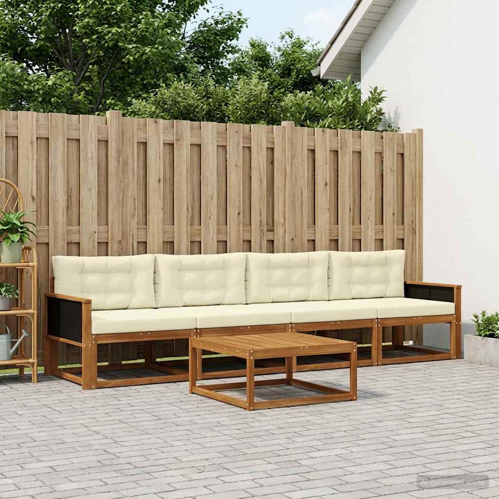 vidaXL Zestaw sof na zewnątrz z poduszką 5 pcs Naturalny i Kremowy