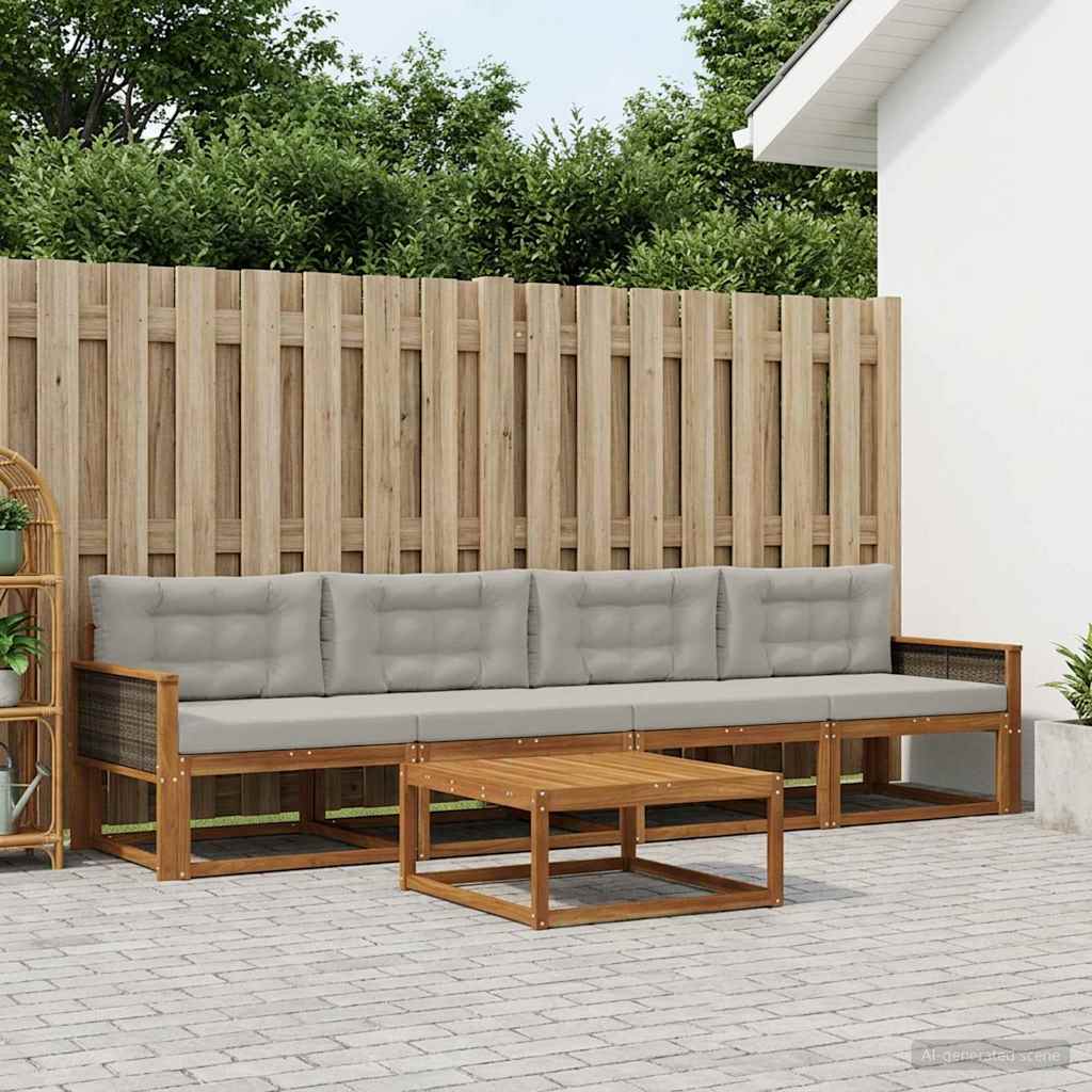 vidaXL Zestaw sof na zewnątrz 5 pcs Naturalny i jasnoszary