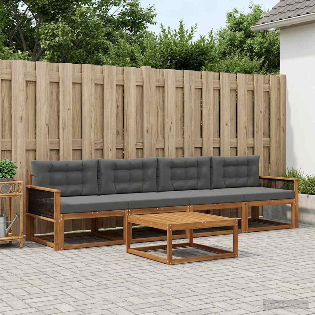 vidaXL Zestaw sof na zewnątrz z poduszką 5 pcs Naturalny i Antracytowy