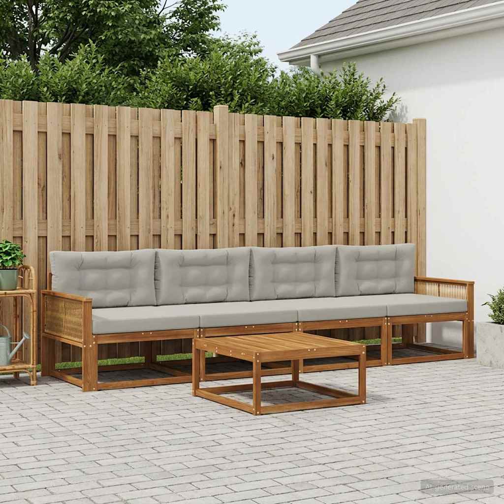 vidaXL Zestaw sof na zewnątrz 5 pcs Naturalny i jasnoszary