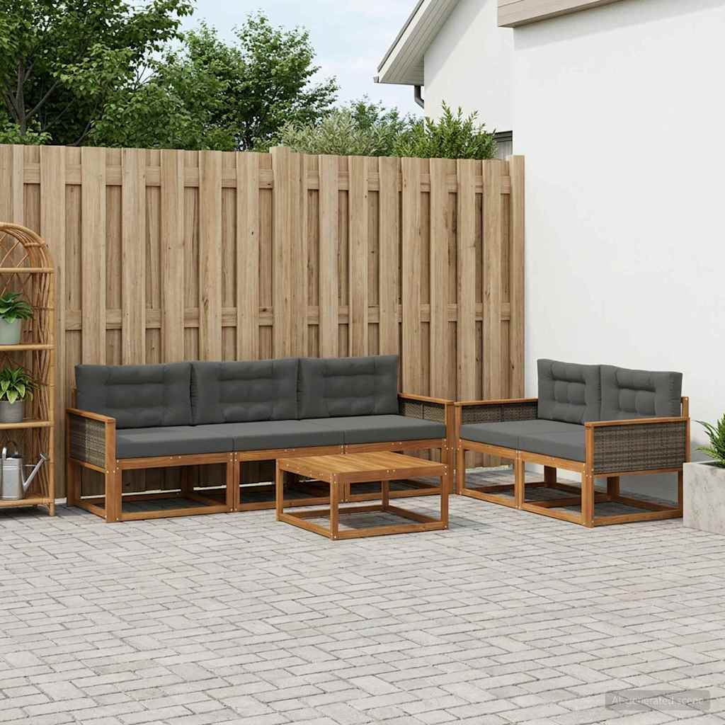 vidaXL Zestaw sof na zewnątrz 6 pcs Naturalny i Antracytowy