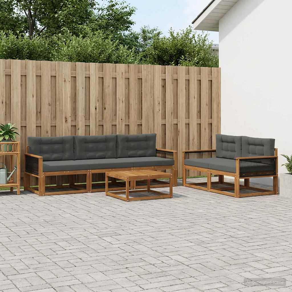 vidaXL Zestaw sof na zewnątrz z poduszką 6 pcs Naturalny i Antracytowy