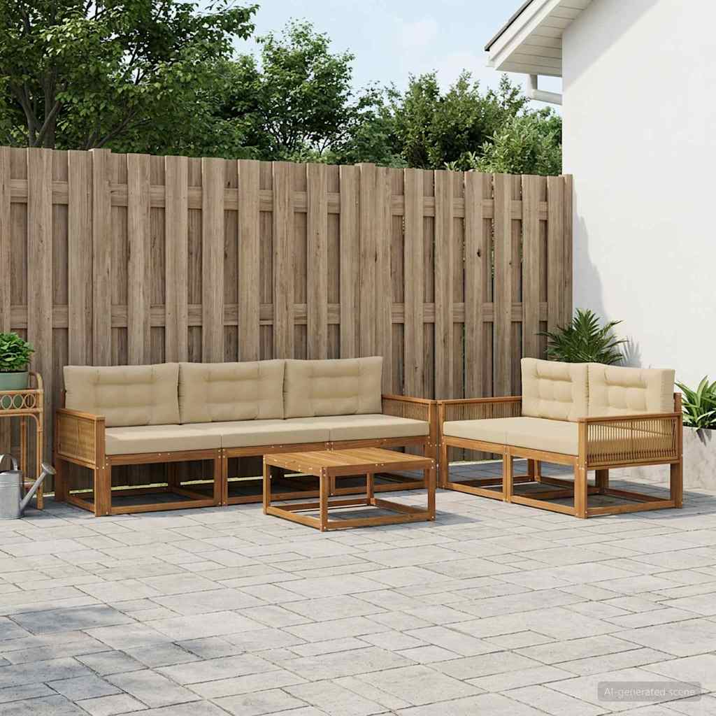 vidaXL Zestaw sof na zewnątrz 6 pcs Naturalny i Beżowy