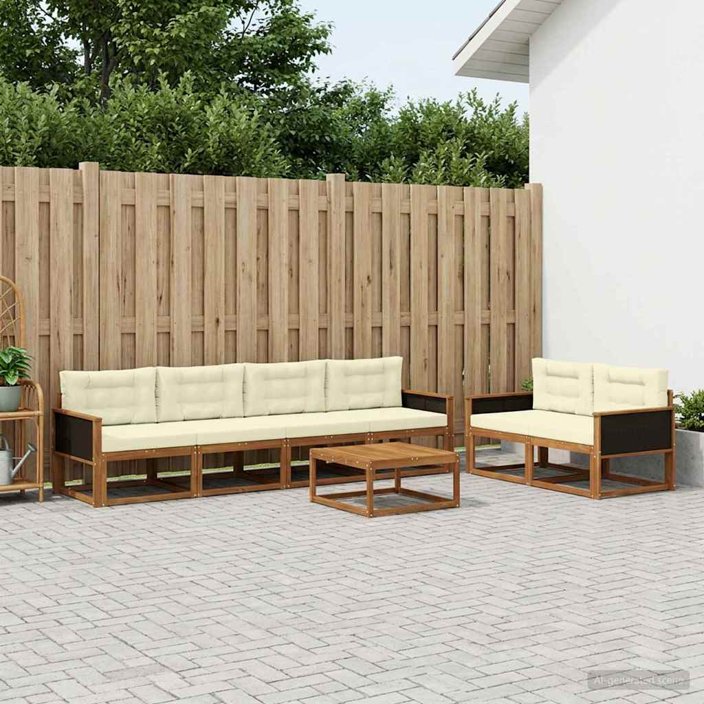 vidaXL Zestaw sof na zewnątrz z poduszką 7 pcs Naturalny i Kremowy