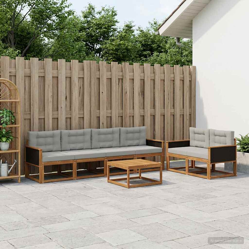vidaXL Zestaw sof na zewnątrz 7 pcs Naturalny i jasnoszary