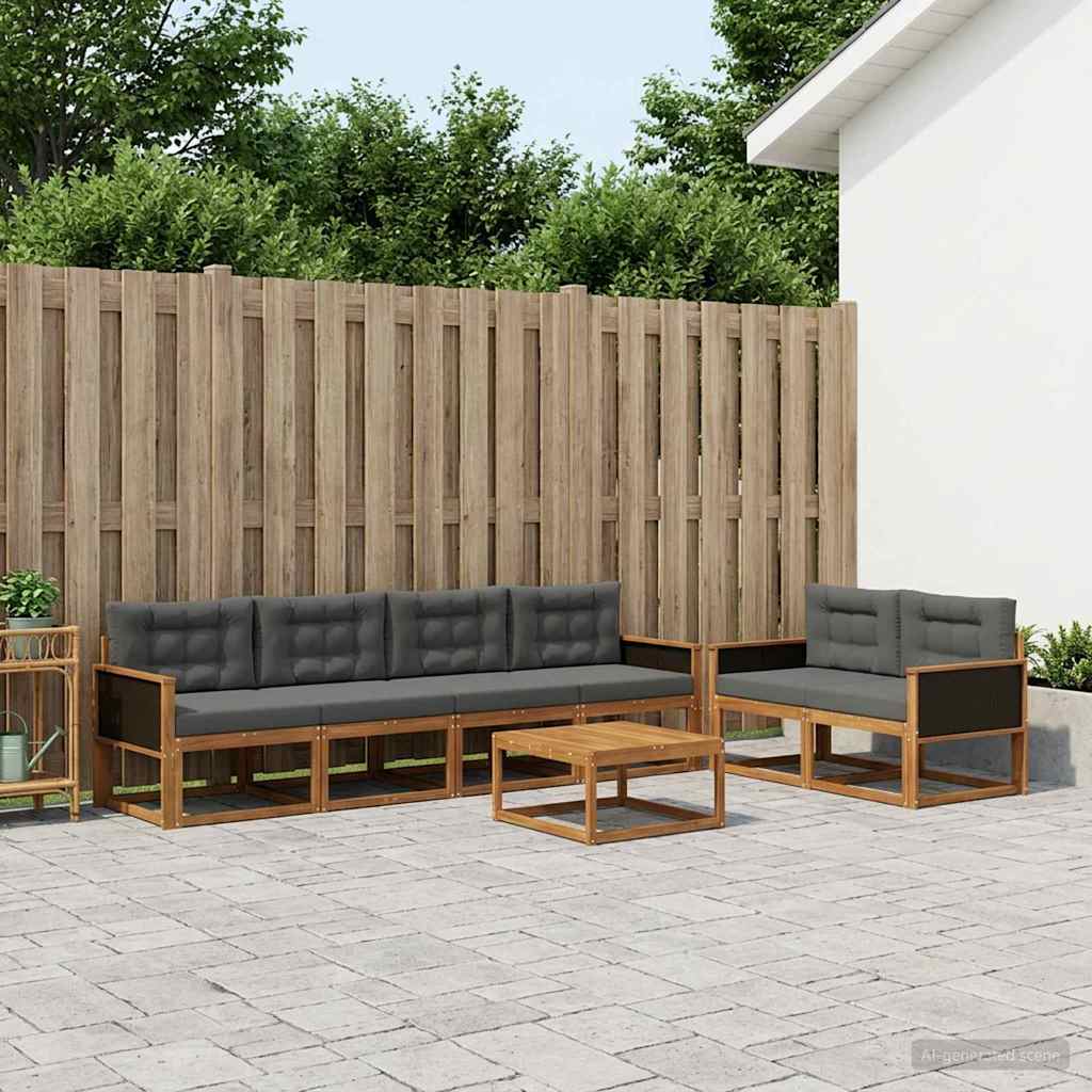 vidaXL Zestaw sof na zewnątrz z poduszką 7 pcs Naturalny i Antracytowy