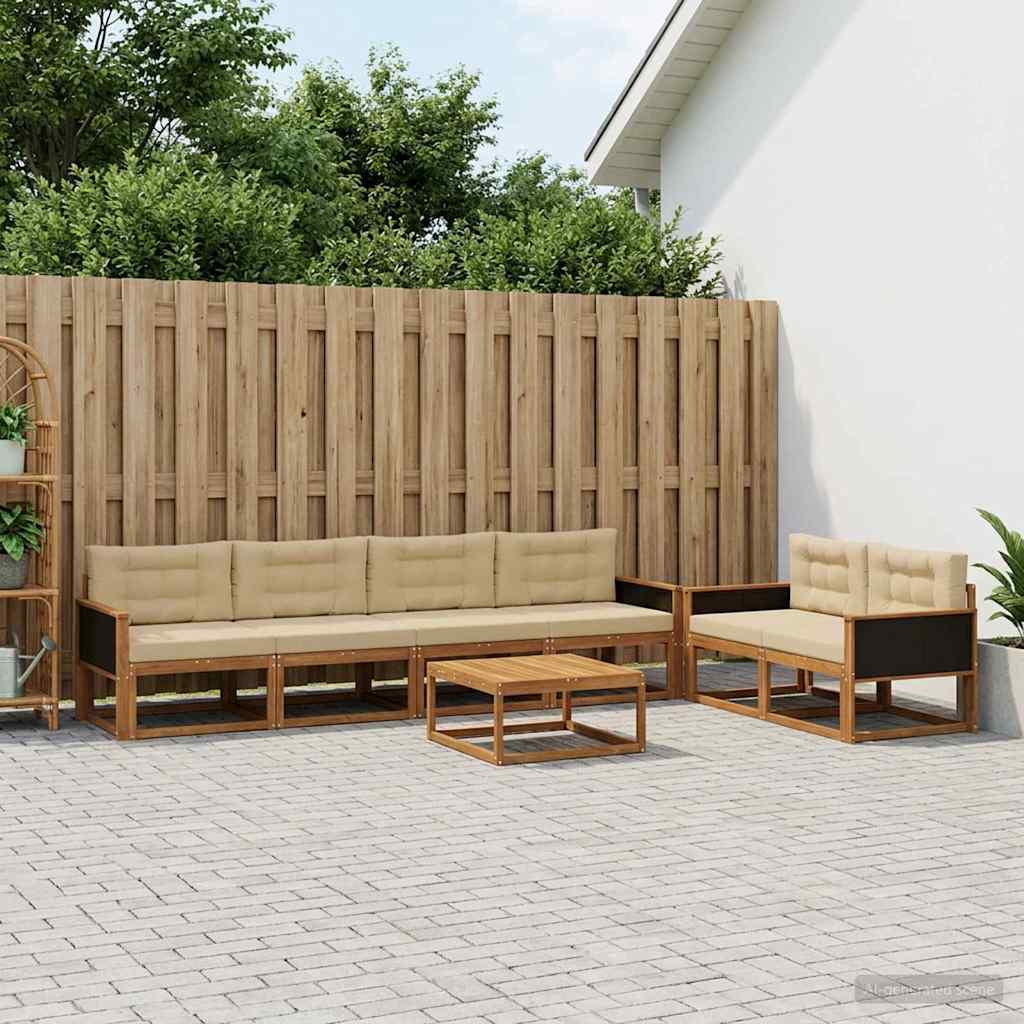 vidaXL Zestaw sof na zewnątrz 7 pcs Naturalny i Beżowy