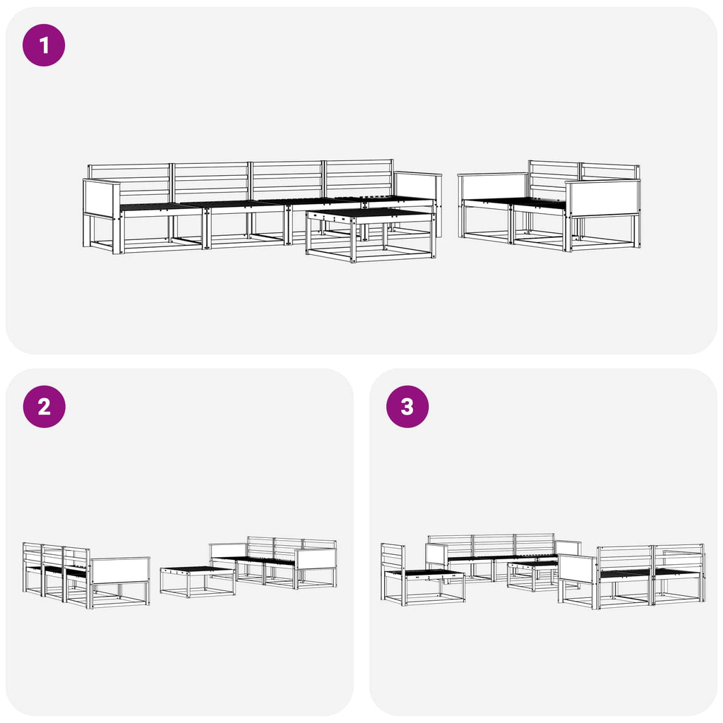 vidaXL Zestaw sof na zewnątrz 7 pcs naturalny Lite Drewno Akacji