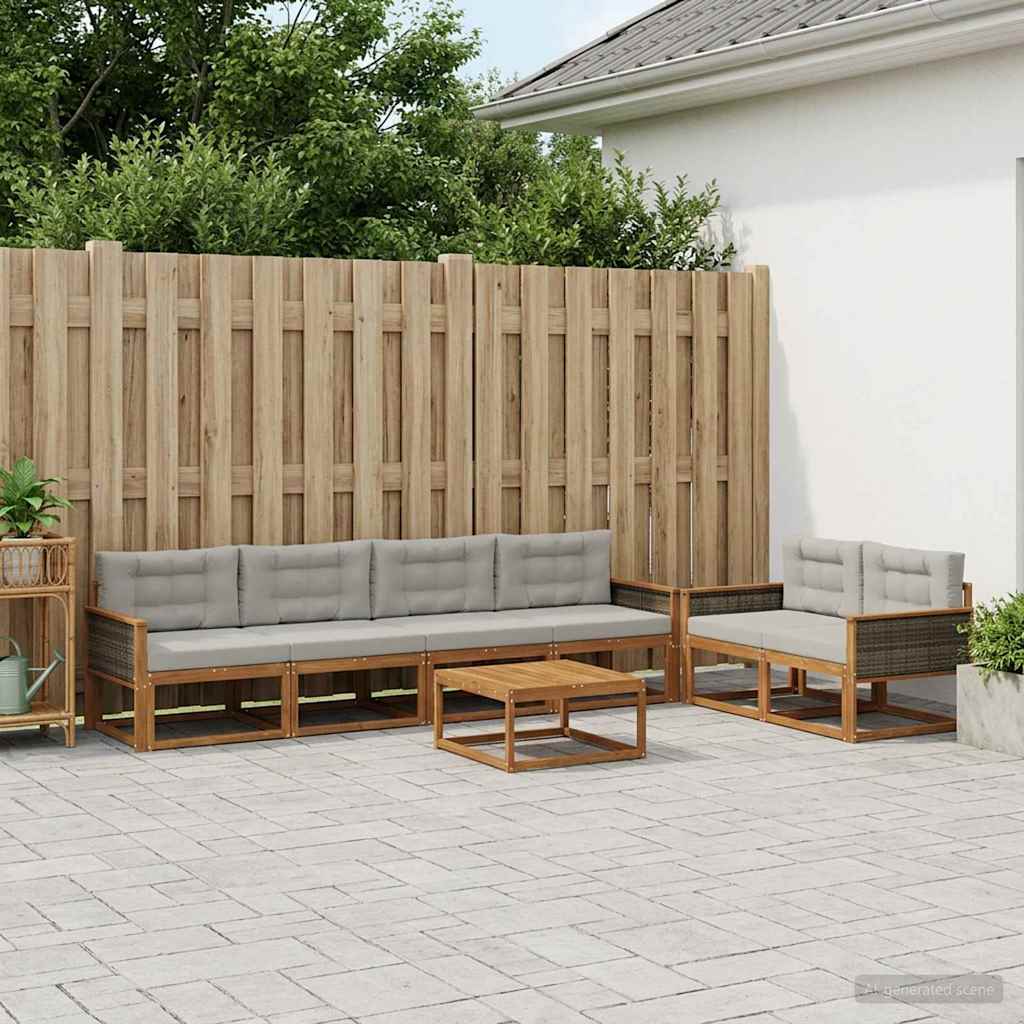 vidaXL Zestaw sof na zewnątrz 7 pcs Naturalny i jasnoszary