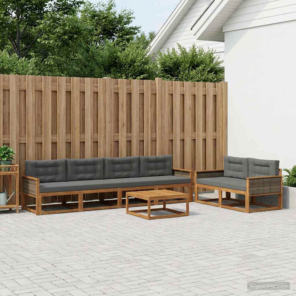 vidaXL Zestaw sof na zewnątrz 7 pcs Naturalny i Antracytowy