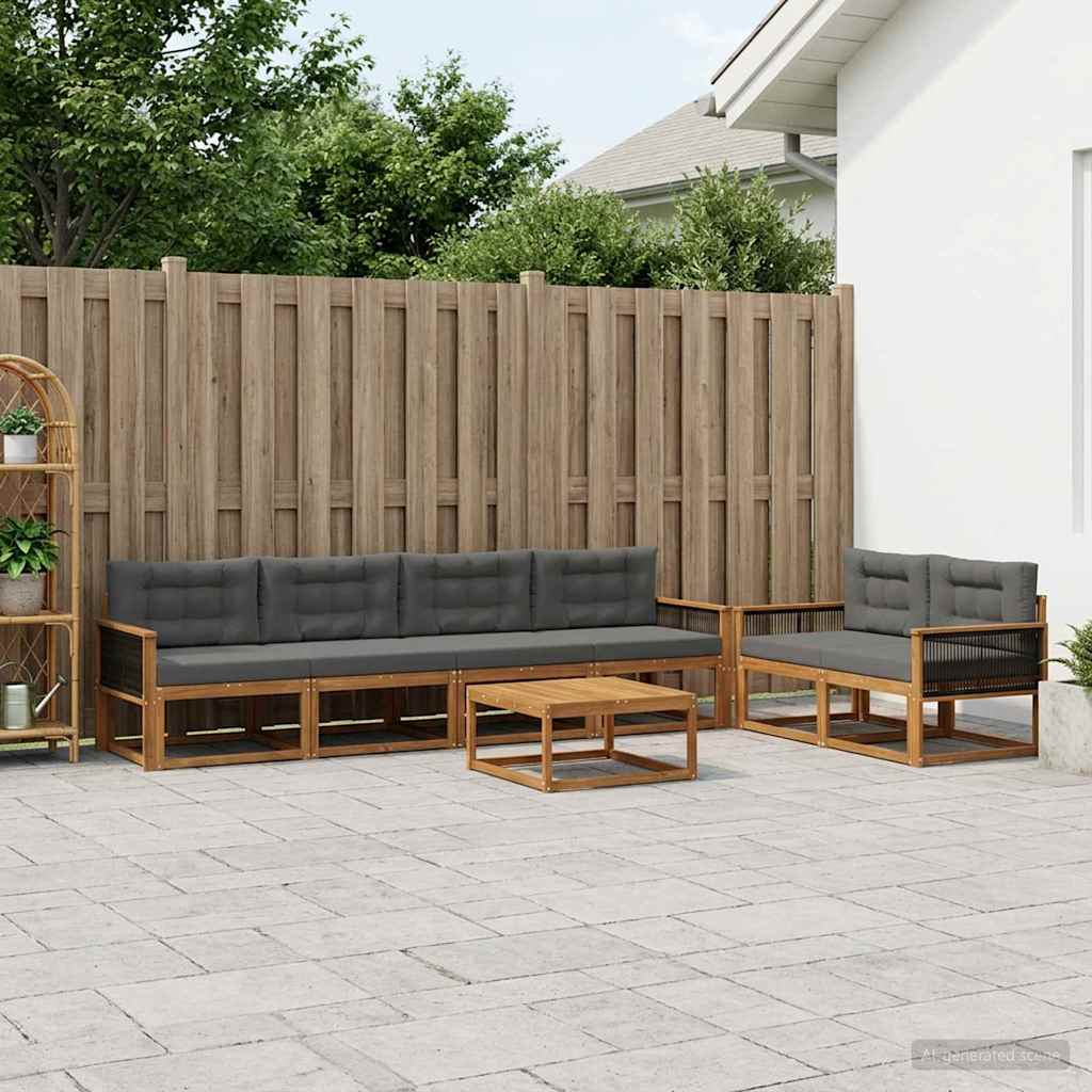 vidaXL Zestaw sof na zewnątrz z poduszką 7 pcs Naturalny i Antracytowy