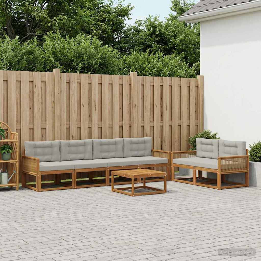 vidaXL Zestaw sof na zewnątrz 7 pcs Naturalny i jasnoszary