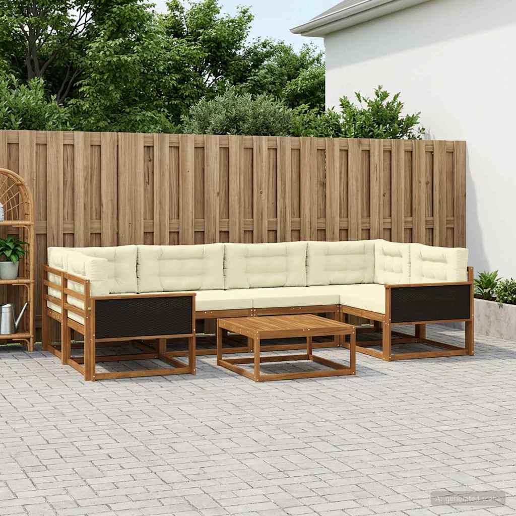 vidaXL Zestaw sof na zewnątrz z poduszką 7 pcs Naturalny i Kremowy