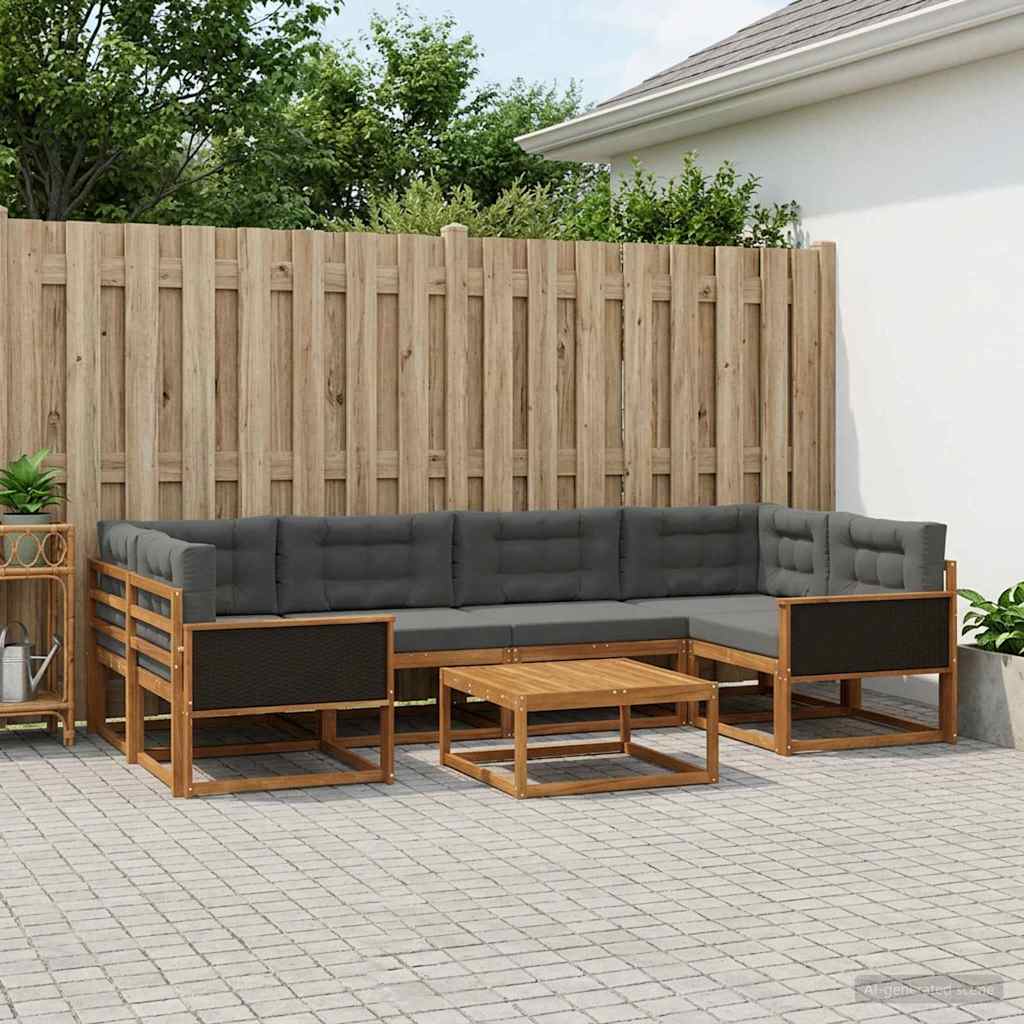 vidaXL Zestaw sof na zewnątrz z poduszką 7 pcs Naturalny i Antracytowy
