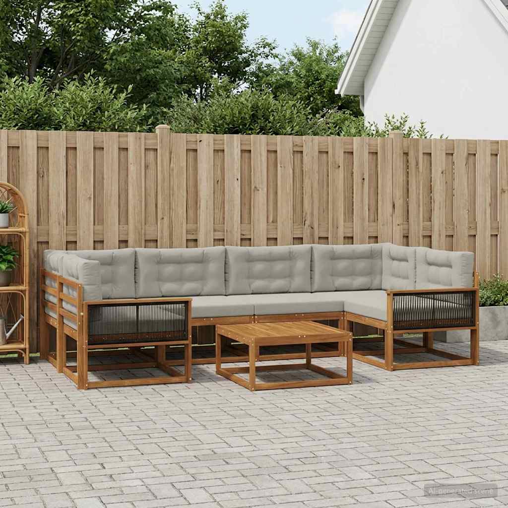 vidaXL Zestaw sof na zewnątrz 7 pcs Naturalny i jasnoszary