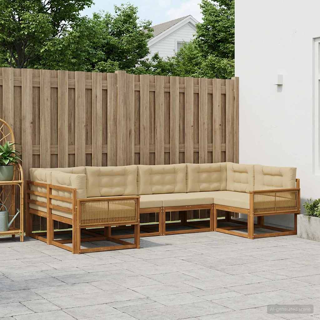 vidaXL Zestaw sof na zewnątrz z poduszką 7 pcs Naturalny i Beżowy
