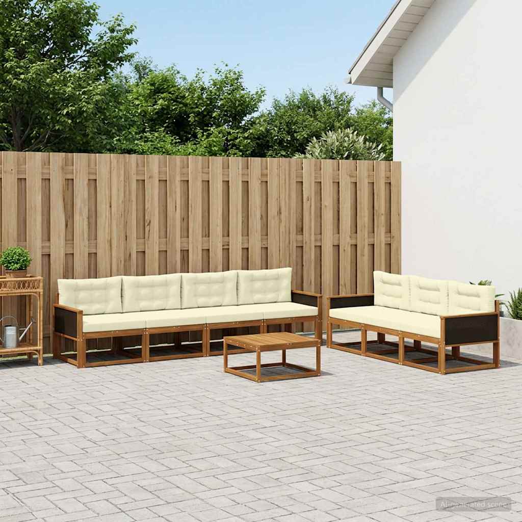 vidaXL Zestaw sof na zewnątrz z poduszką 8 pcs Naturalny i Kremowy