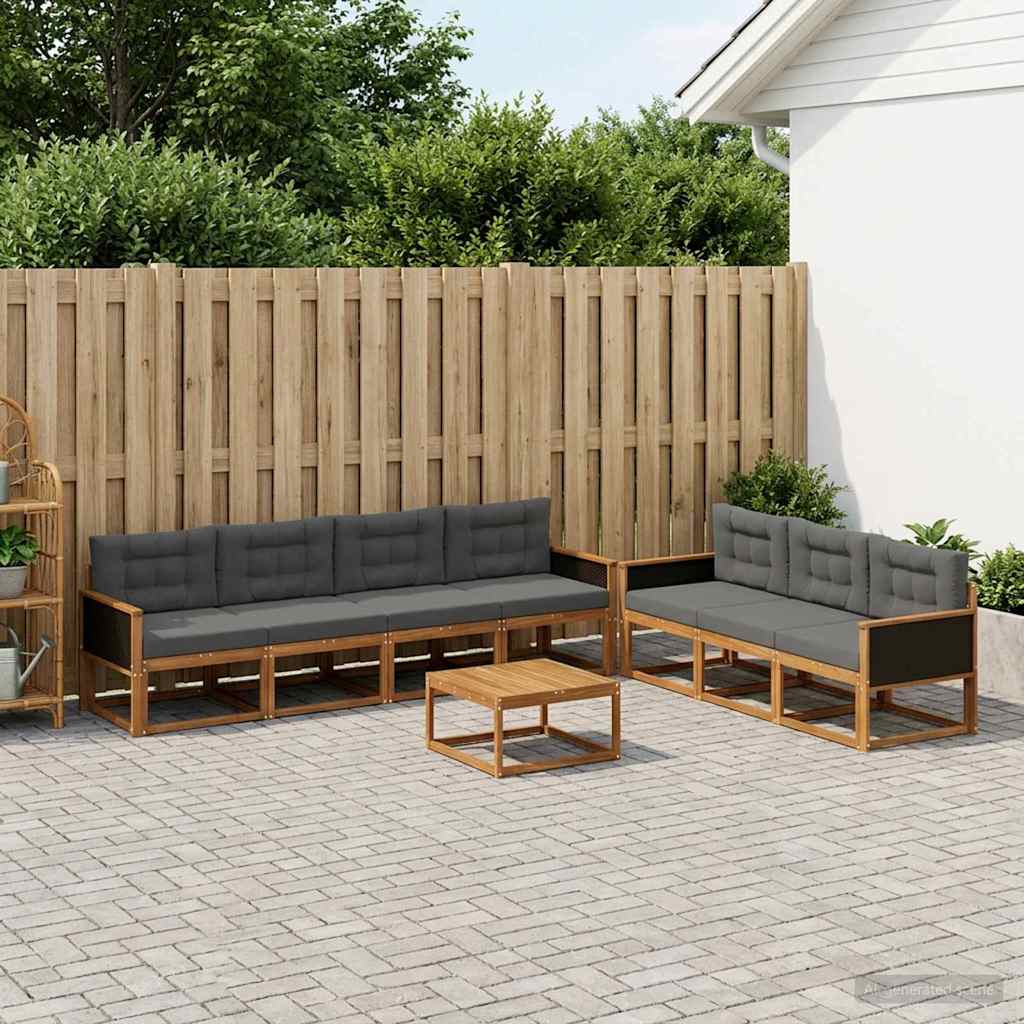 vidaXL Zestaw sof na zewnątrz z poduszką 8 pcs Naturalny i Antracytowy