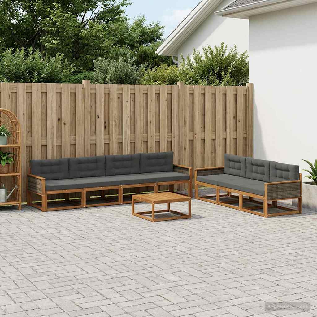 vidaXL Zestaw sof na zewnątrz z poduszką 8 pcs Naturalny i Antracytowy