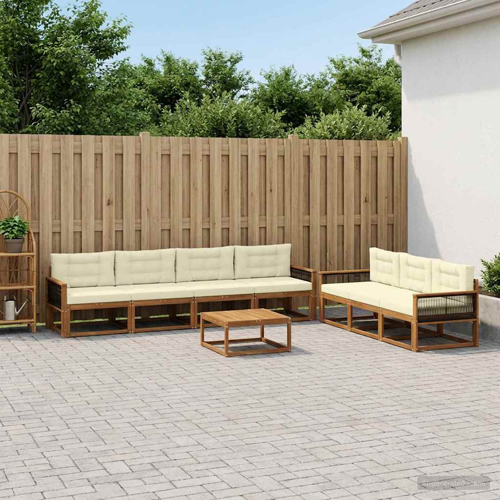 vidaXL Zestaw sof na zewnątrz z poduszką 8 pcs Naturalny i Kremowy