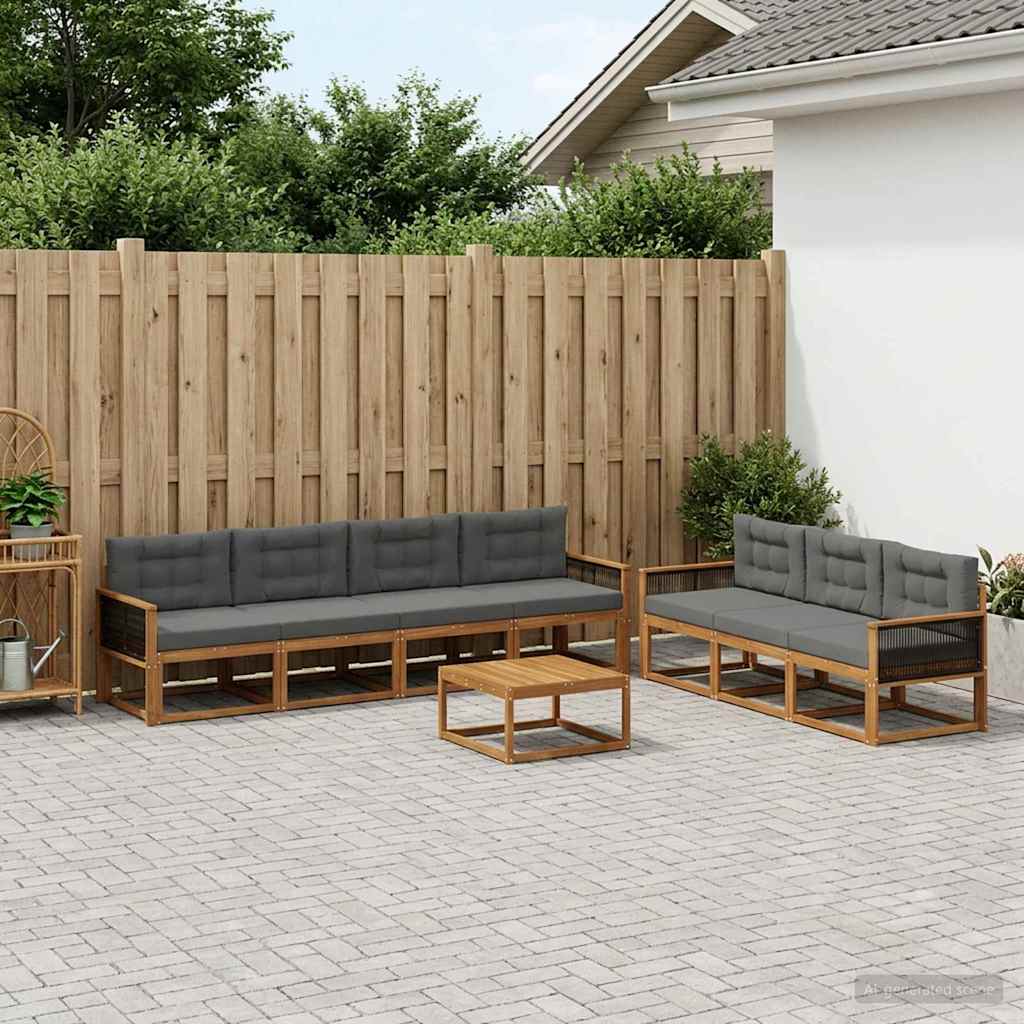 vidaXL Zestaw sof na zewnątrz z poduszką 8 pcs Naturalny i Antracytowy