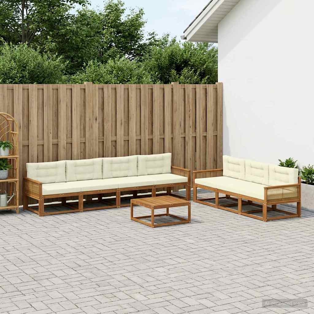 vidaXL Zestaw sof na zewnątrz z poduszką 8 pcs Naturalny i Kremowy