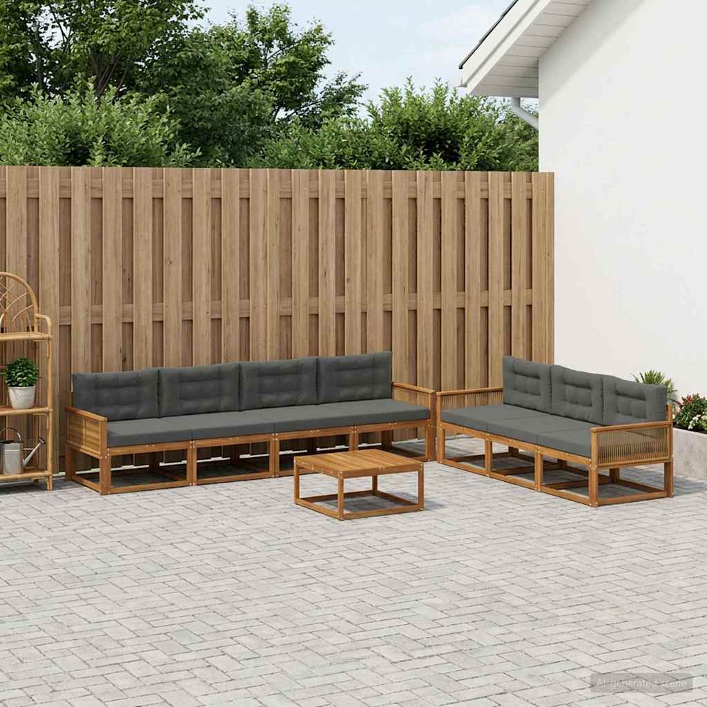 vidaXL Zestaw sof na zewnątrz z poduszką 8 pcs Naturalny i Antracytowy