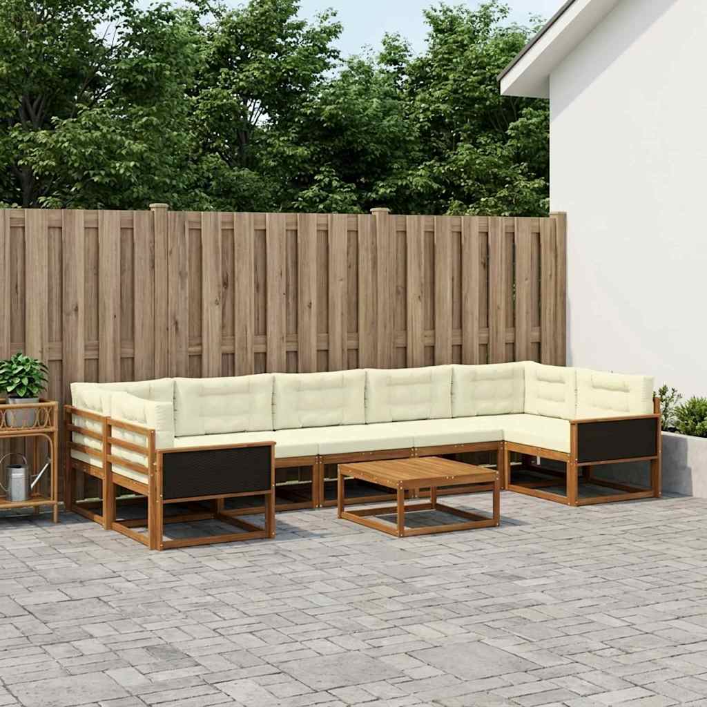 vidaXL Zestaw sof na zewnątrz 8 pcs Naturalny i Kremowy