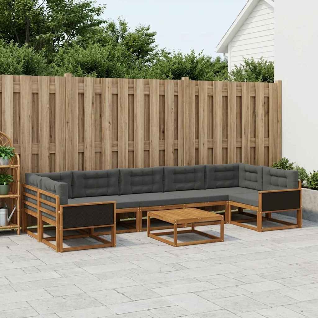 vidaXL Zestaw sof na zewnątrz z poduszką 8 pcs Naturalny i Antracytowy
