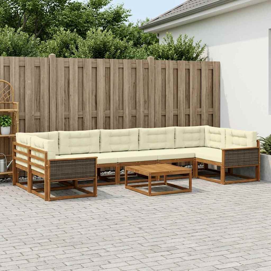 vidaXL Zestaw sof na zewnątrz z poduszką 8 pcs Naturalny i Kremowy