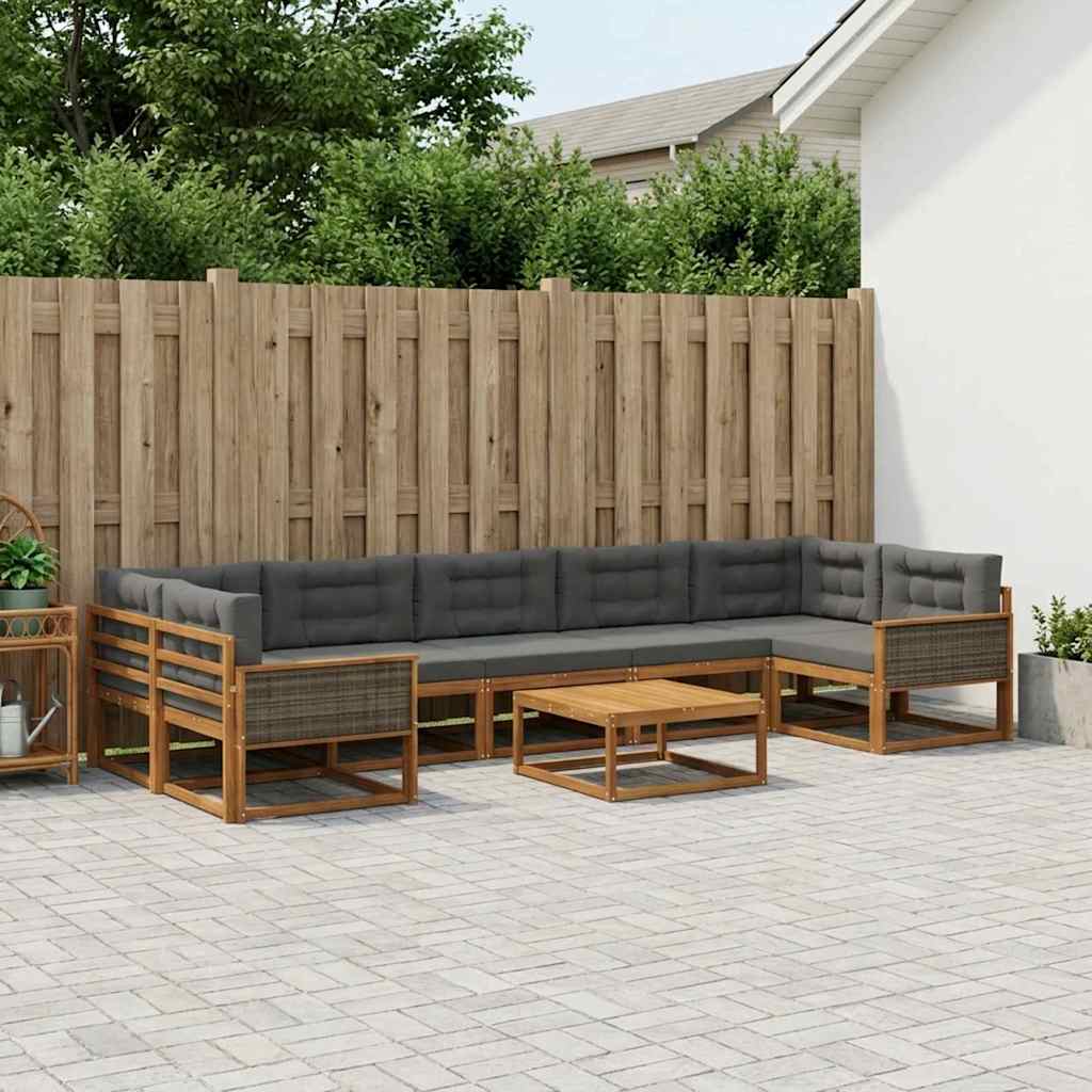 vidaXL Zestaw sof na zewnątrz z poduszką 8 pcs Naturalny i Antracytowy