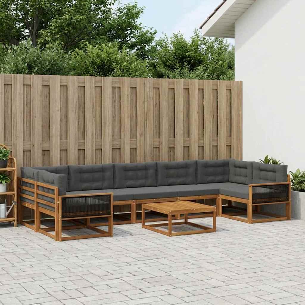 vidaXL Zestaw sof na zewnątrz z poduszką 8 pcs Naturalny i Antracytowy