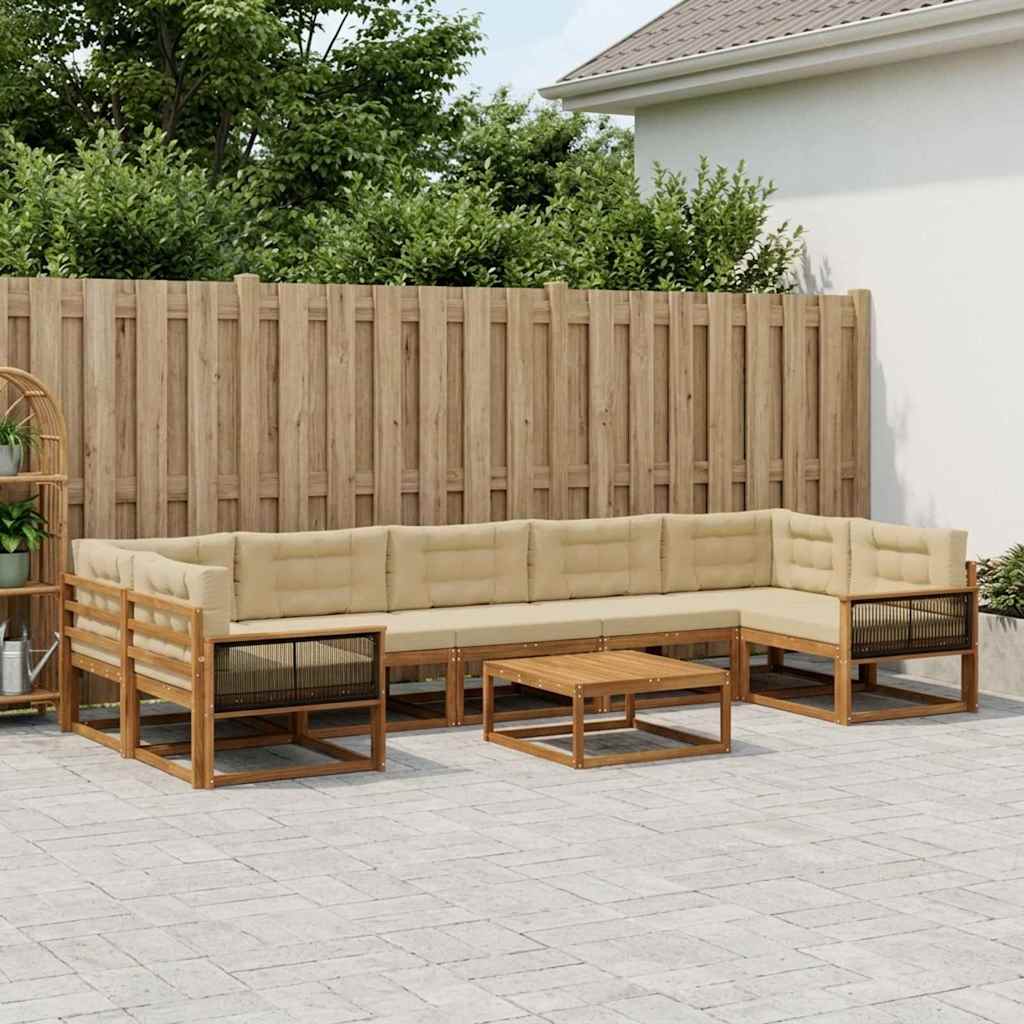 vidaXL Zestaw sof na zewnątrz 8 pcs Naturalny i Beżowy
