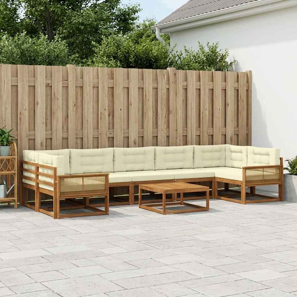vidaXL Zestaw sof na zewnątrz z poduszką 8 pcs Naturalny i Kremowy