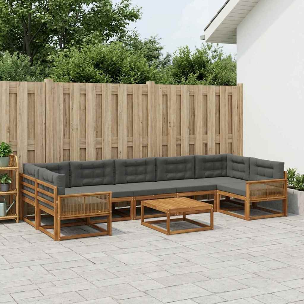 vidaXL Zestaw sof na zewnątrz z poduszką 8 pcs Naturalny i Antracytowy