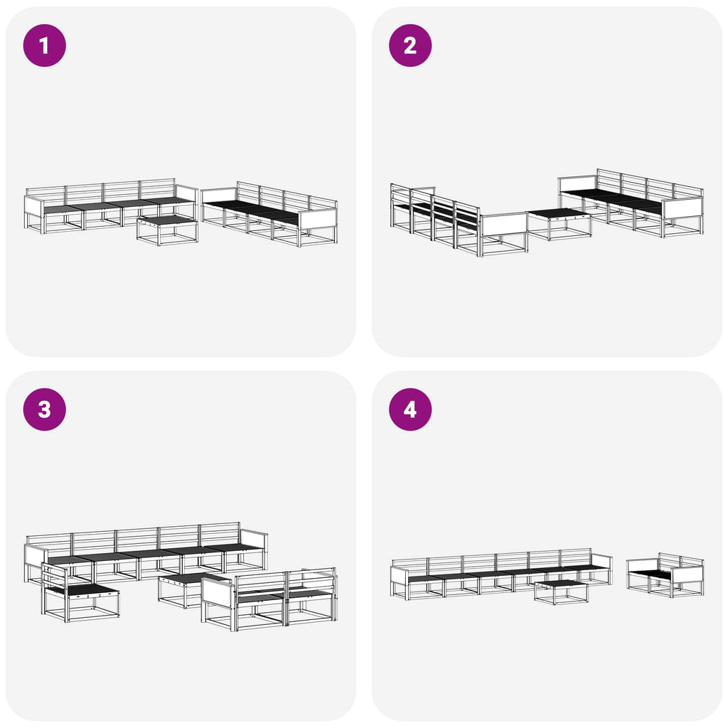 vidaXL Zestaw sof na zewnątrz 9 pcs naturalny Lite Drewno Akacji