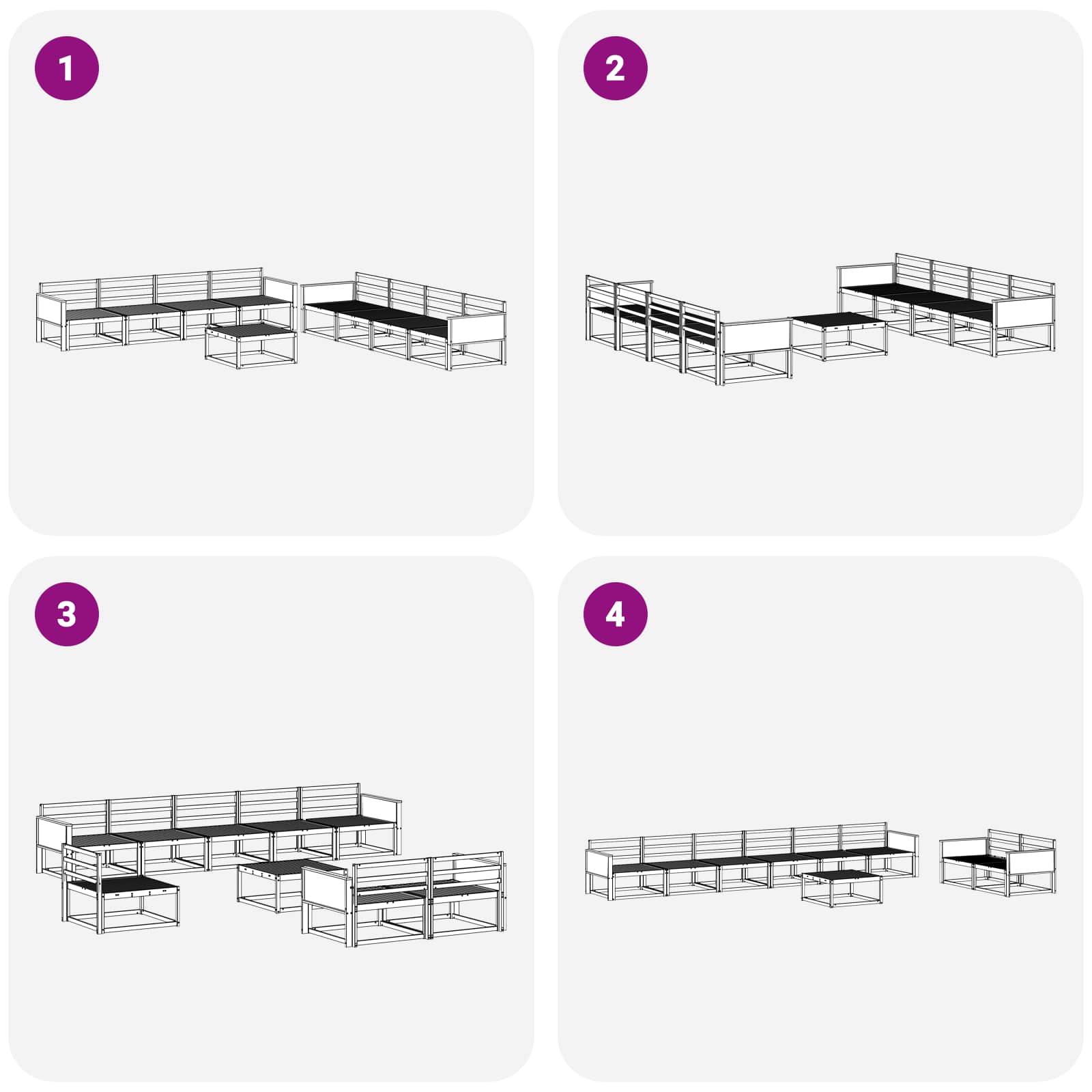 vidaXL Zestaw sof na zewnątrz 9 pcs naturalny Lite Drewno Akacji