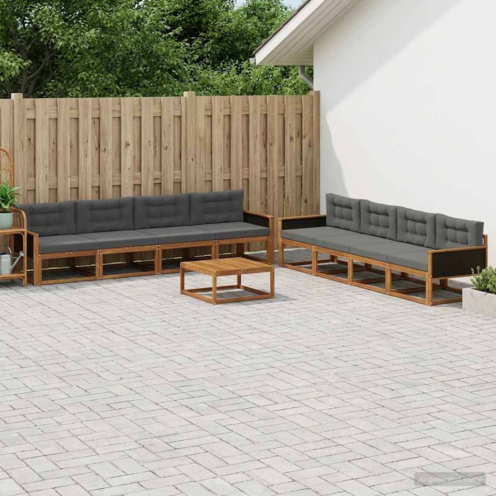 vidaXL Zestaw sof na zewnątrz z poduszką 9 pcs Naturalny i Antracytowy
