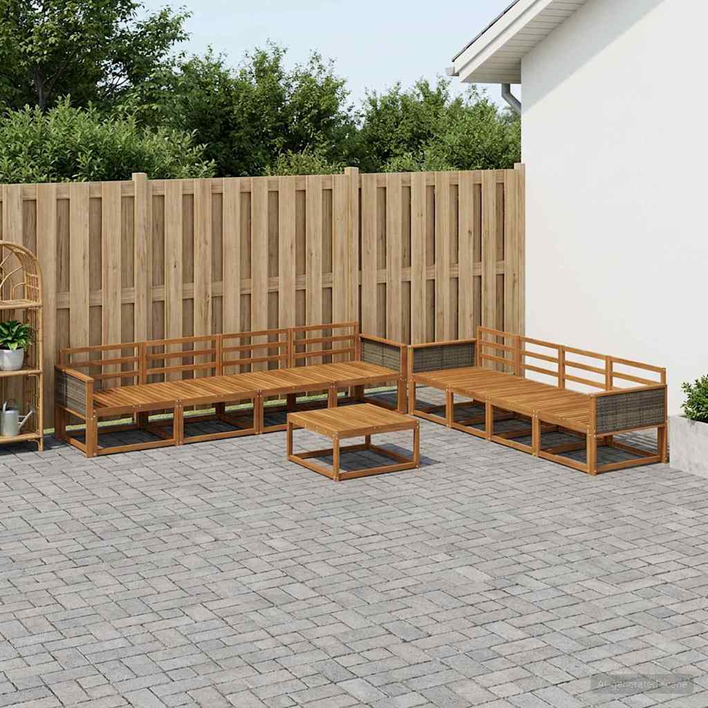 vidaXL Zestaw sof na zewnątrz 9 pcs naturalny Lite Drewno Akacji