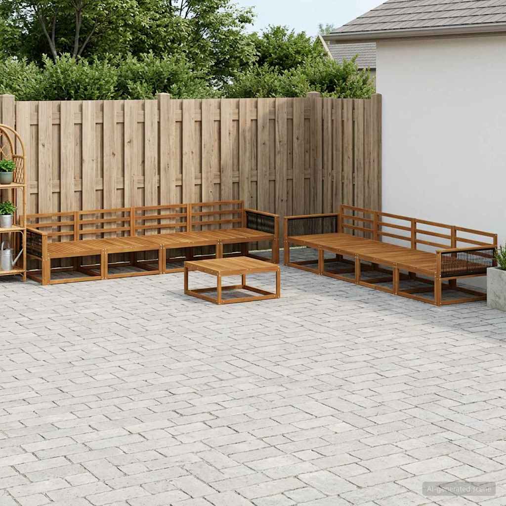 vidaXL Zestaw sof na zewnątrz 9 pcs naturalny Lite Drewno Akacji