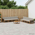 vidaXL Zestaw sof na zewnątrz z poduszką 9 pcs Naturalny i jasnoszary
