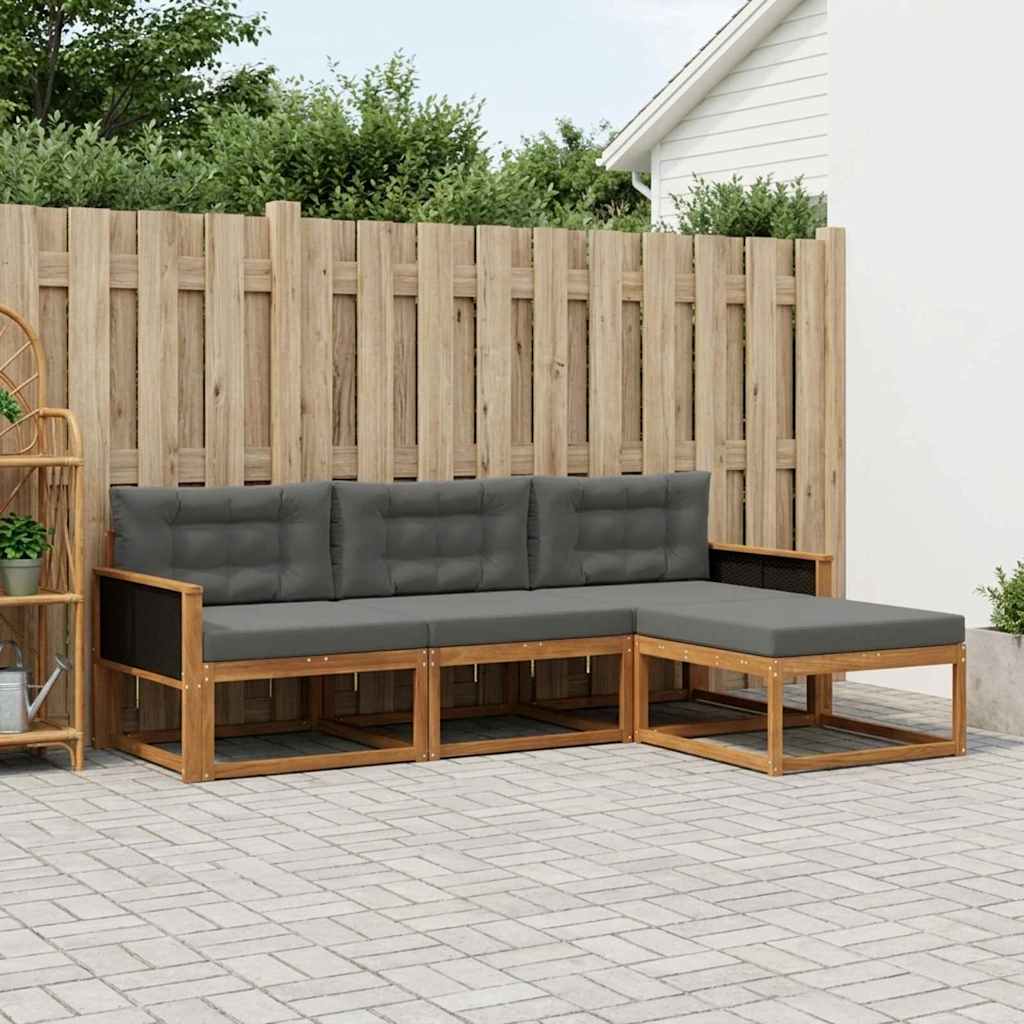 vidaXL Zestaw sof na zewnątrz z poduszką 4 pcs Naturalny i Antracytowy