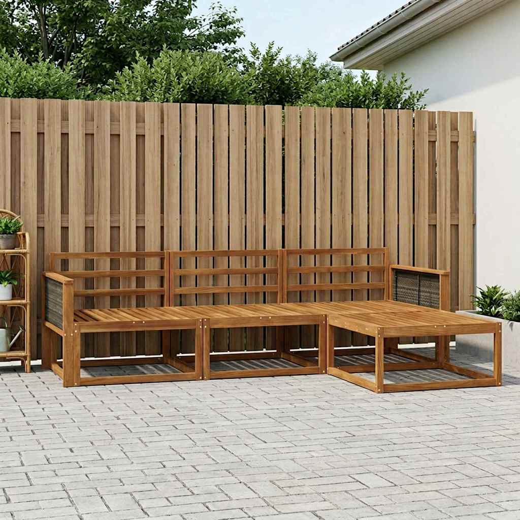 vidaXL Zestaw sof na zewnątrz 4 pcs naturalny Lite Drewno Akacji