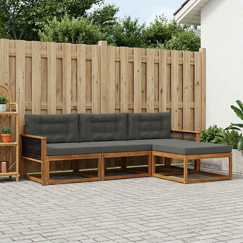 vidaXL Zestaw sof na zewnątrz z poduszką 4 pcs Naturalny i Antracytowy