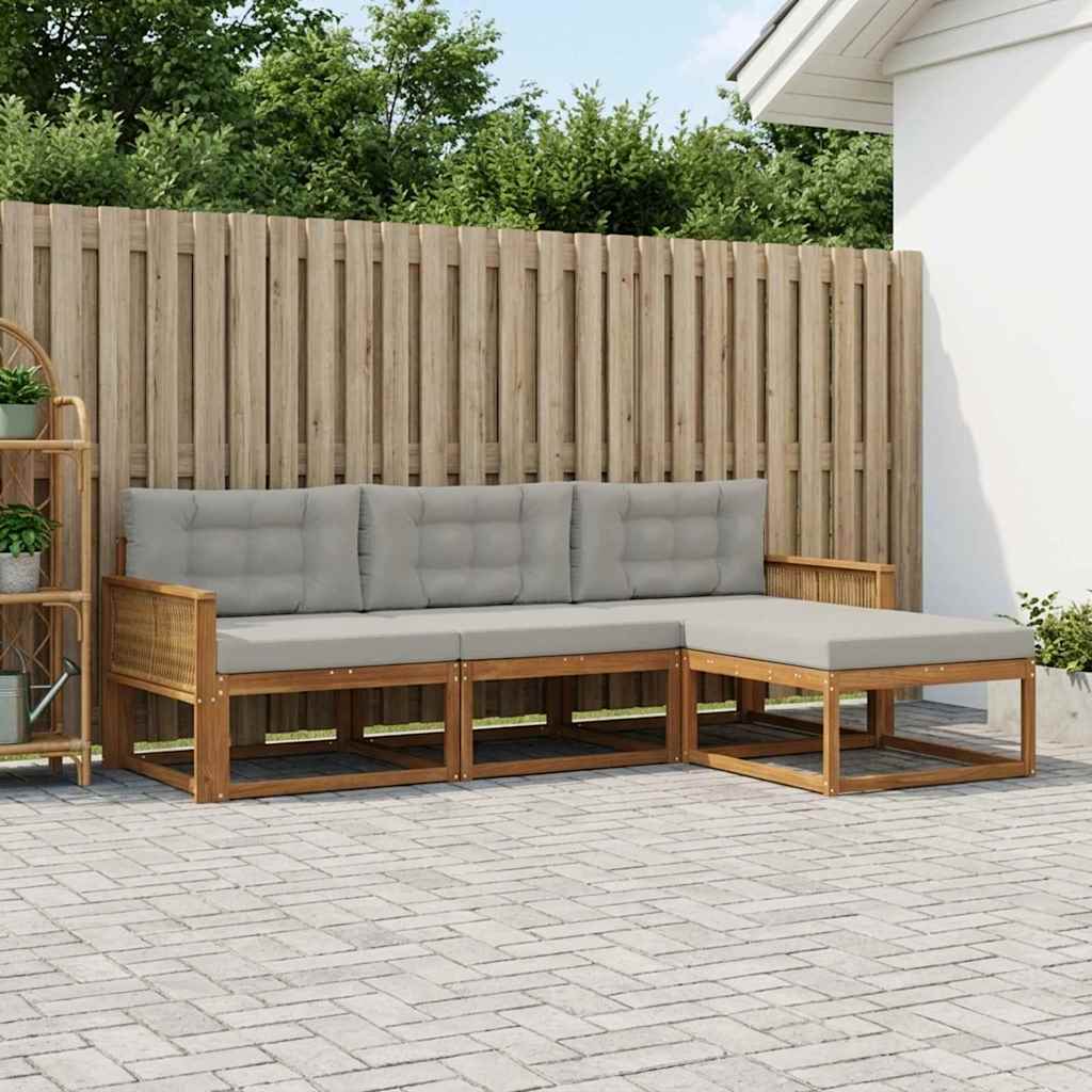 vidaXL Zestaw sof na zewnątrz 4 pcs Naturalny i jasnoszary